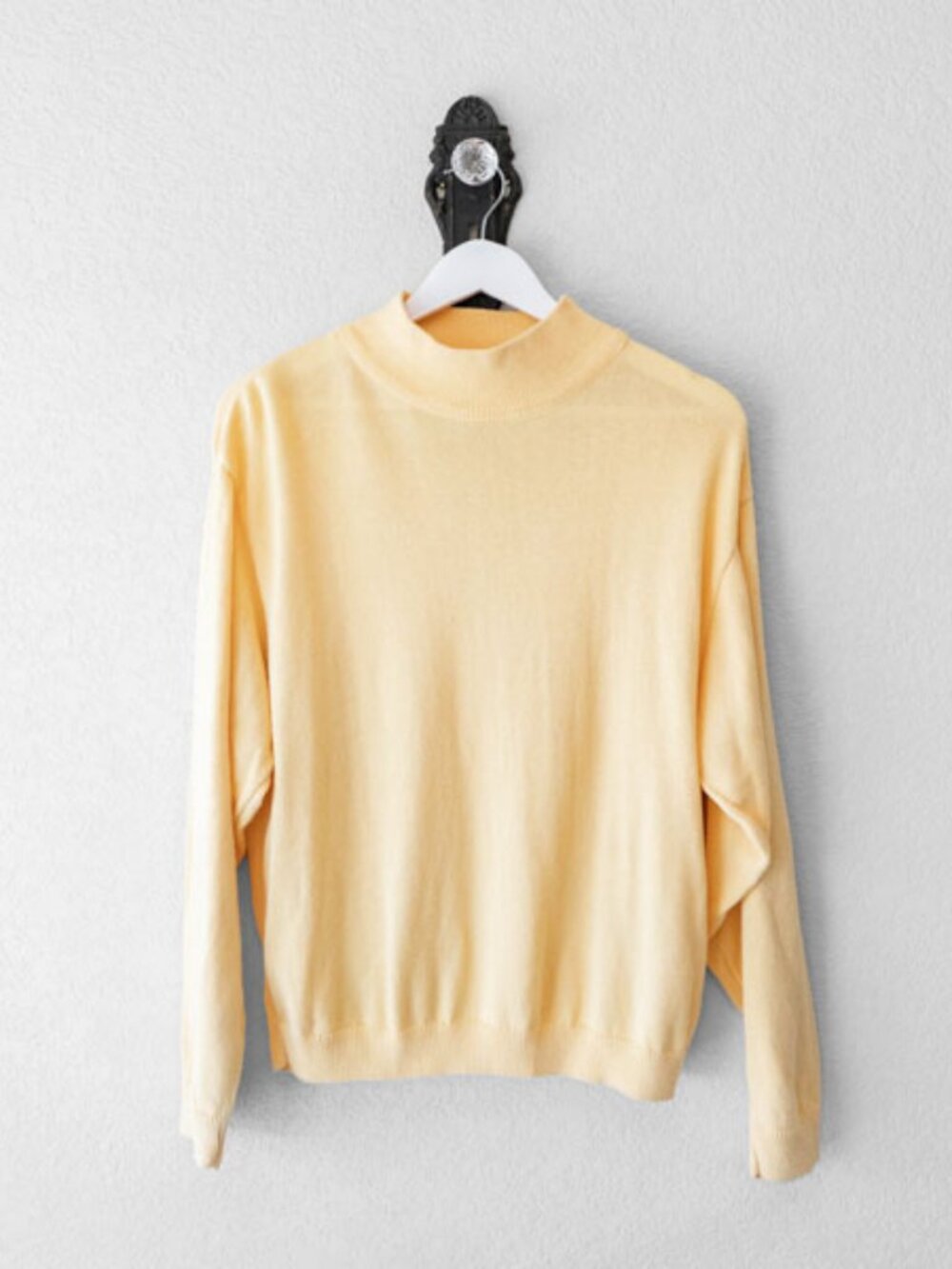 Vintage Pendleton Yellow Mockneck Sweater Large 100% Cotton Knit Minimalist USA